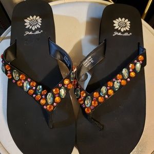 Yellow Box jeweled flip flips